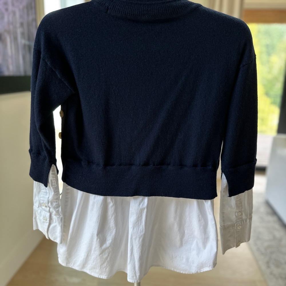 Veronica Beard dark blue and White Mixed Media Sweater - Picture 7 of 13